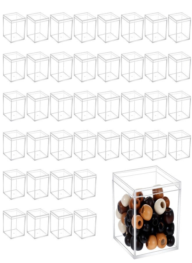 Kifmurase 40Pcs Clear Acrylic Plastic Jewelry Boxes, Mini Storage Box, Cube Containers with Lids, Mini Clear Display Container for Candy Pill and Tiny Jewelry (2.2 x 2.2 x 2.2 Inches) - Image 1